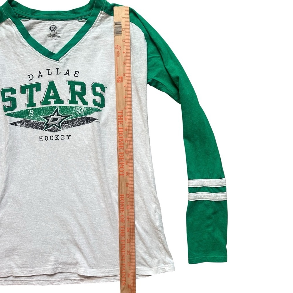 Dallas Stars NHL Hockey Long Sleeve Raglan Tee Green White Womens Large - Picture 4 of 7
